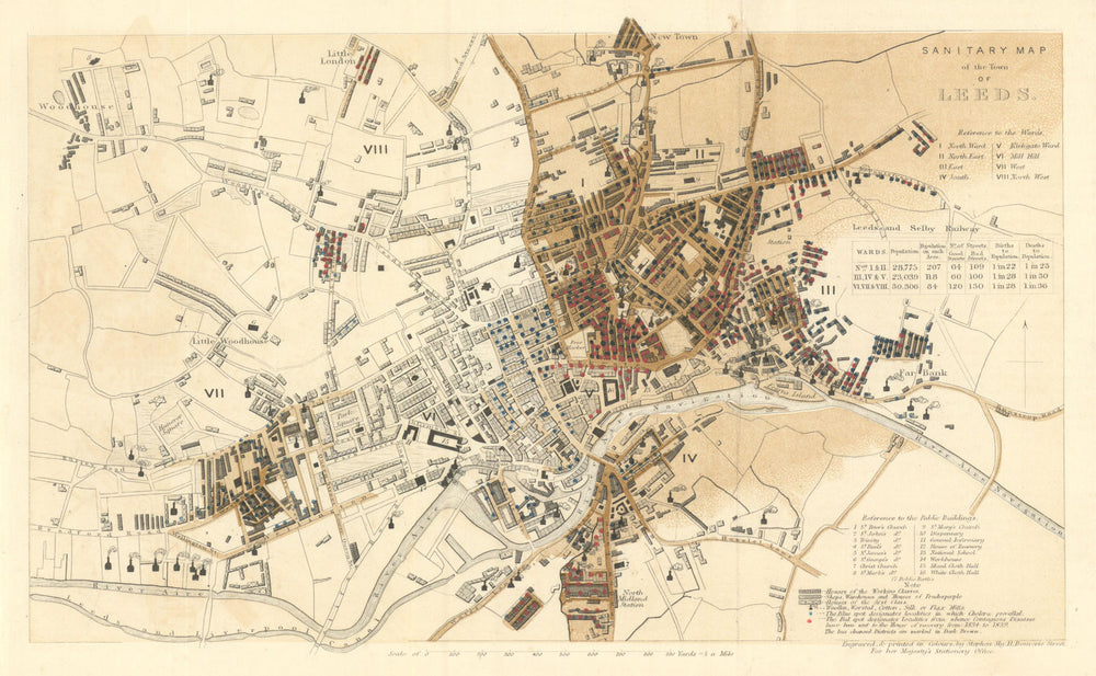 Sanitary Map of the Town of Leeds—diseases/epidemiological—Baker/Chadwick 1842