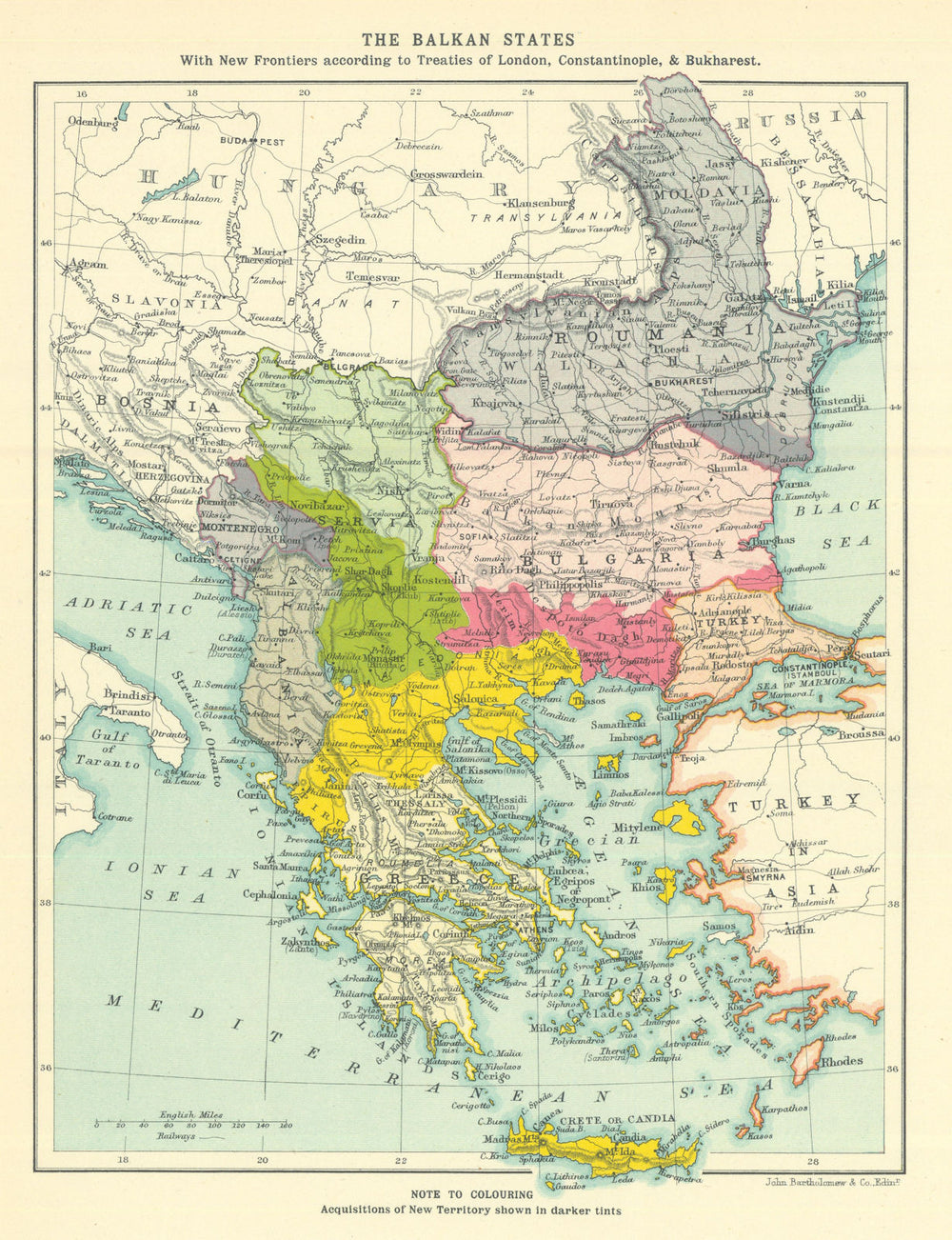 Balkan States after 1913—The treaties that caused the First World War 1914 map
