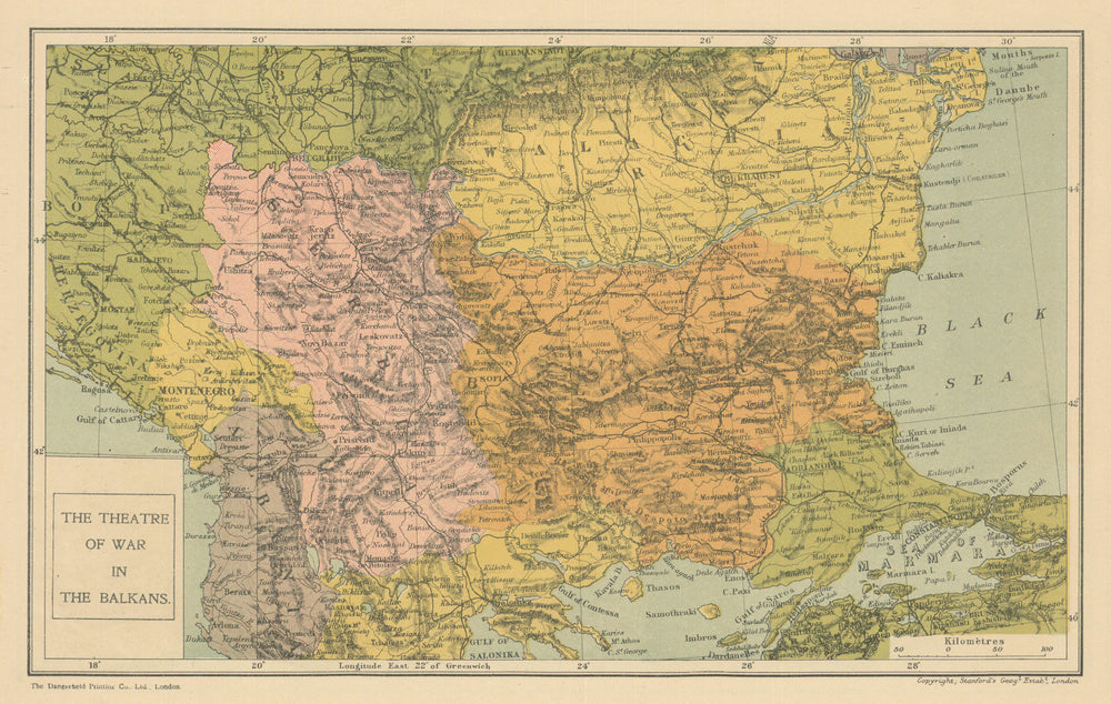 First World War— Balkan theatre—Serbia—Bulgaria—Greece—Romania—Stanford 1917 map