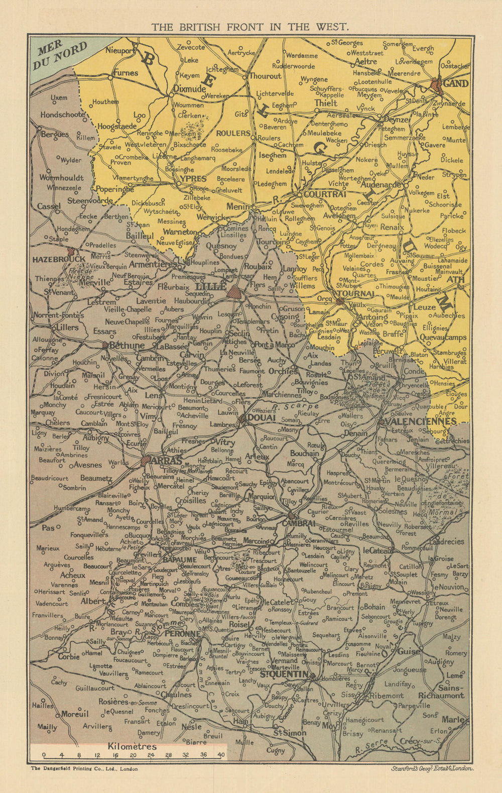 British Western Front—Flanders & northern France—First World War 1917 old map