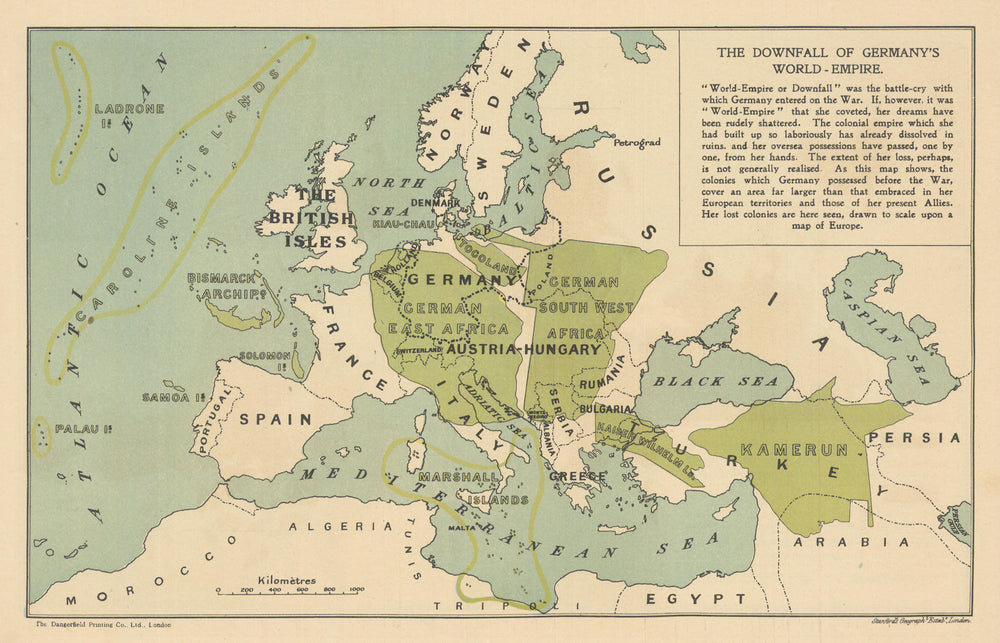The Downfall of Germany’s world empire—lost African colonies—Persuasive map 1917