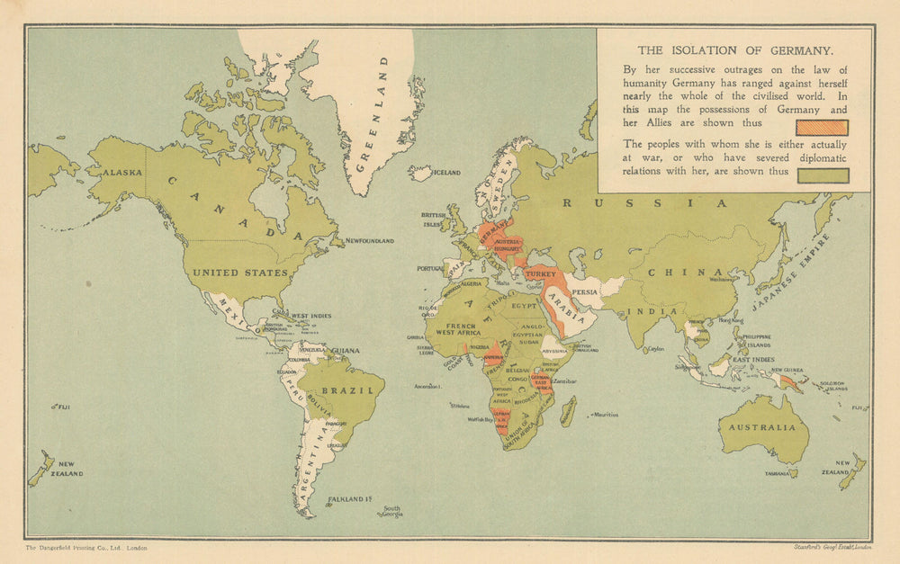 German's Isolation—Anti-German alliance—First World War—Propaganda map 1917