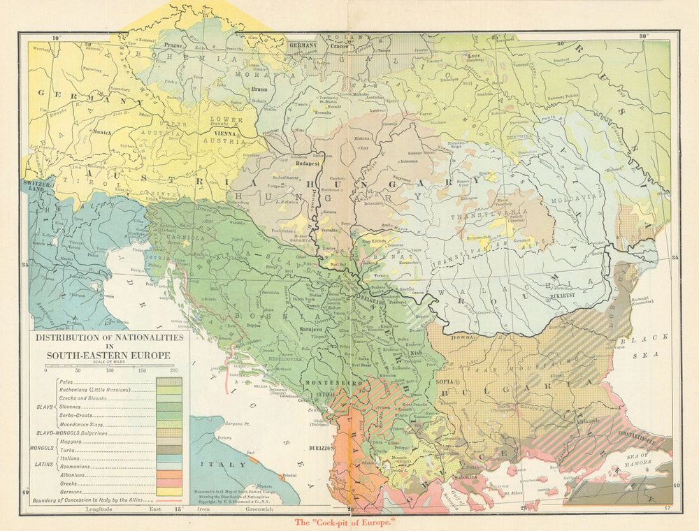 Balkan nationalities—'Cock-pit of Europe'—Treaty of London line—Hammond 1918 map