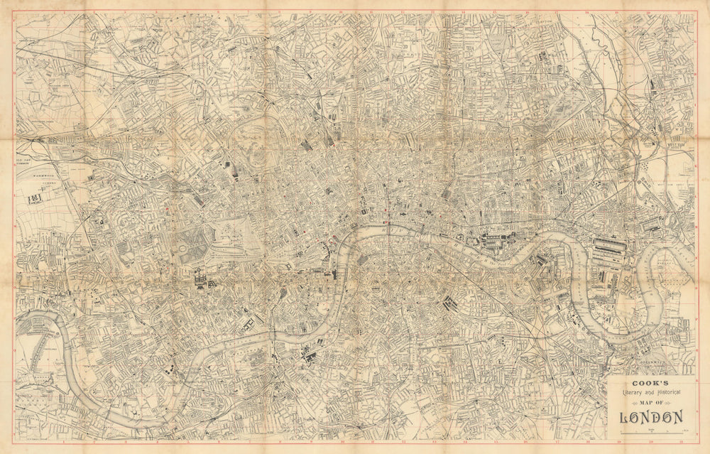 Cook’s Literary & Historical Map of London—Dickens—authors—taverns—churches 1899