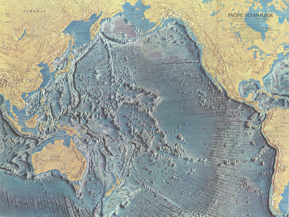 Pacific Ocean Floor—Tharp, Heezen & Berann bathymetric / physiographic map 1969