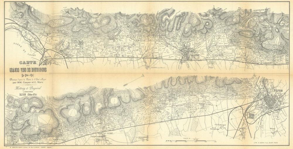 Grands Vins de Bourgogne—Côte-d'Or vineyard wine map—Casper & Marc/Nicolas 1926