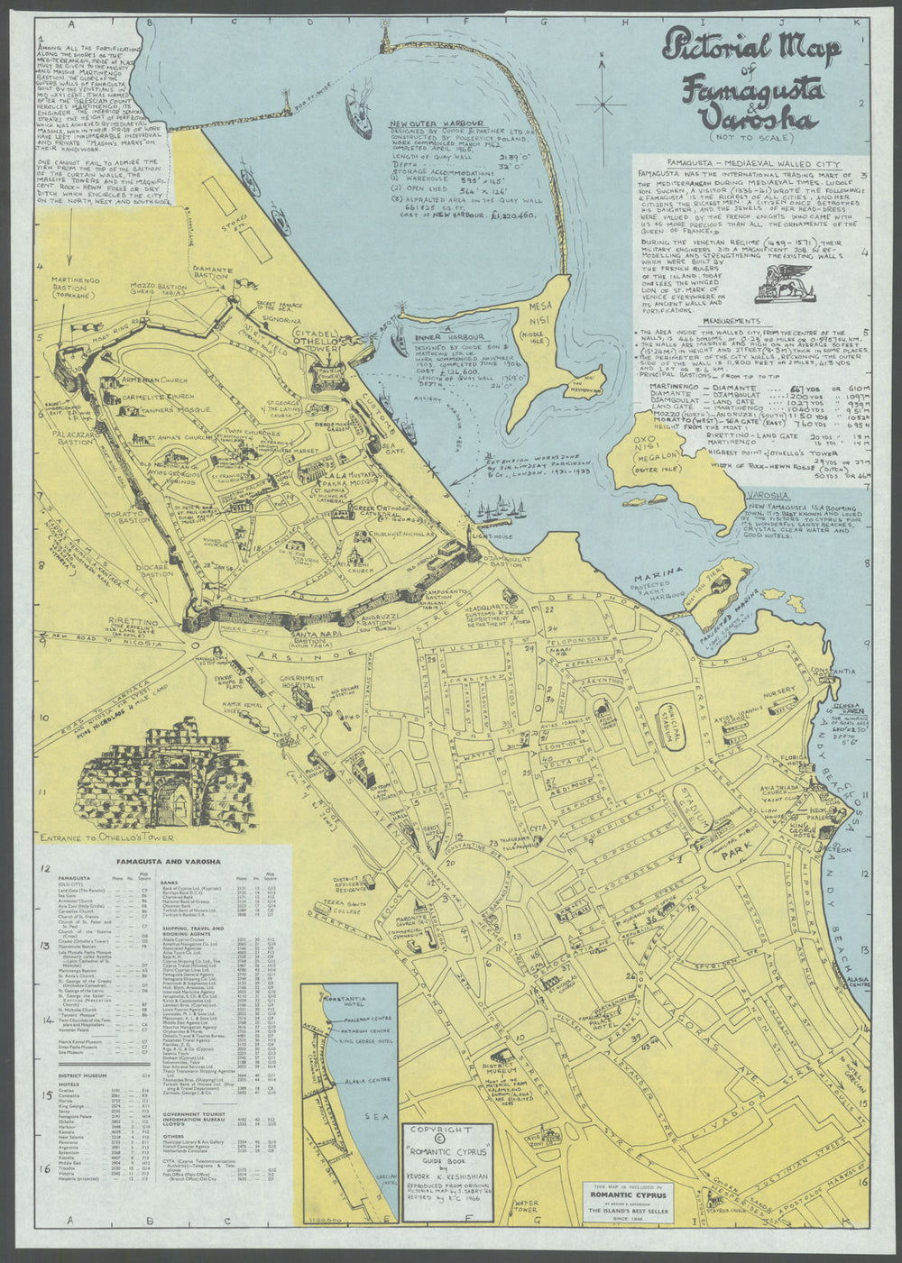 Pictorial map of Famagusta (Gazimagusa) & Varosha (Maras)—Cyprus—John Sabry 1967