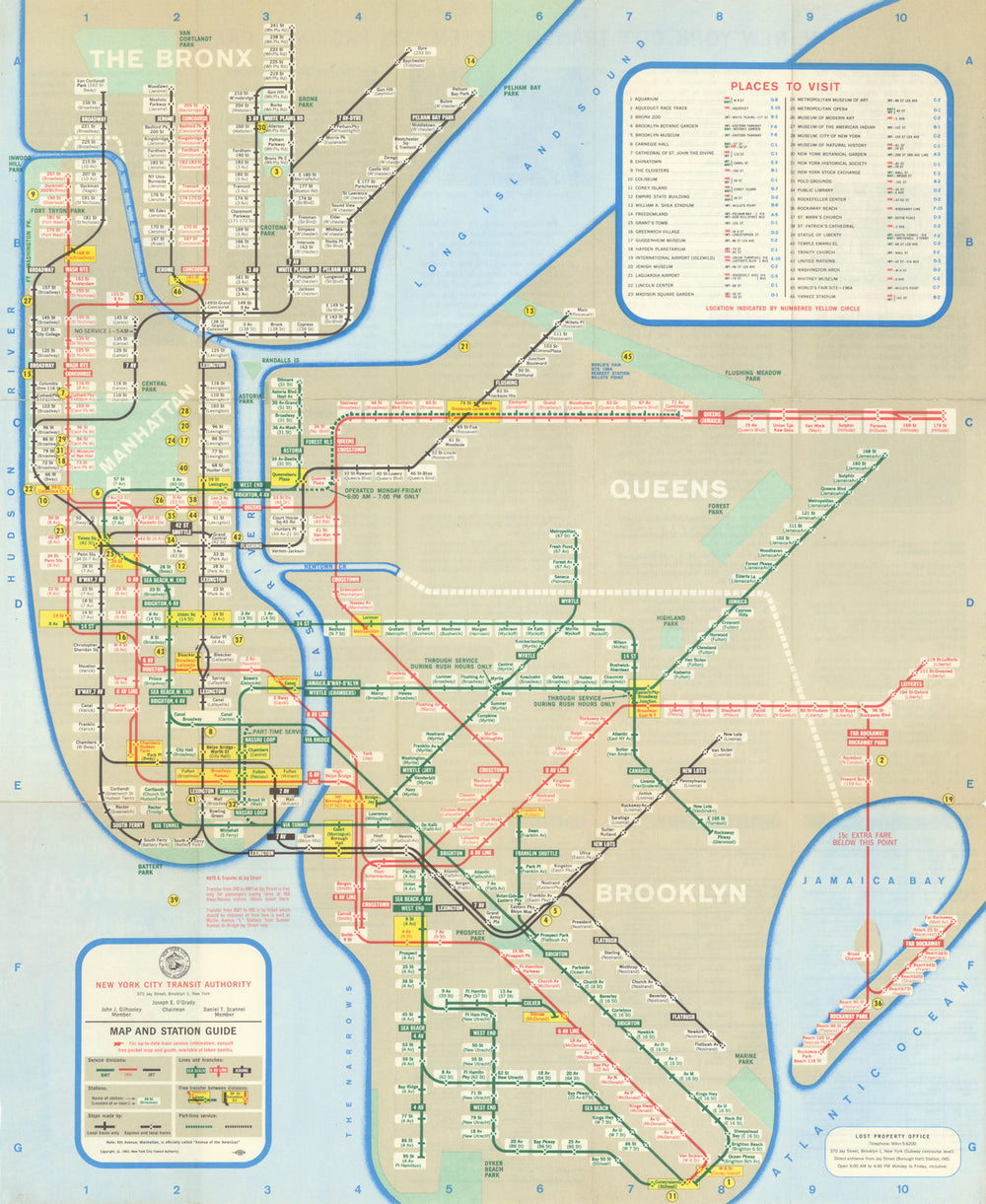 New York City Subway map and guide. NYC Transit Authority / George Salomon 1963