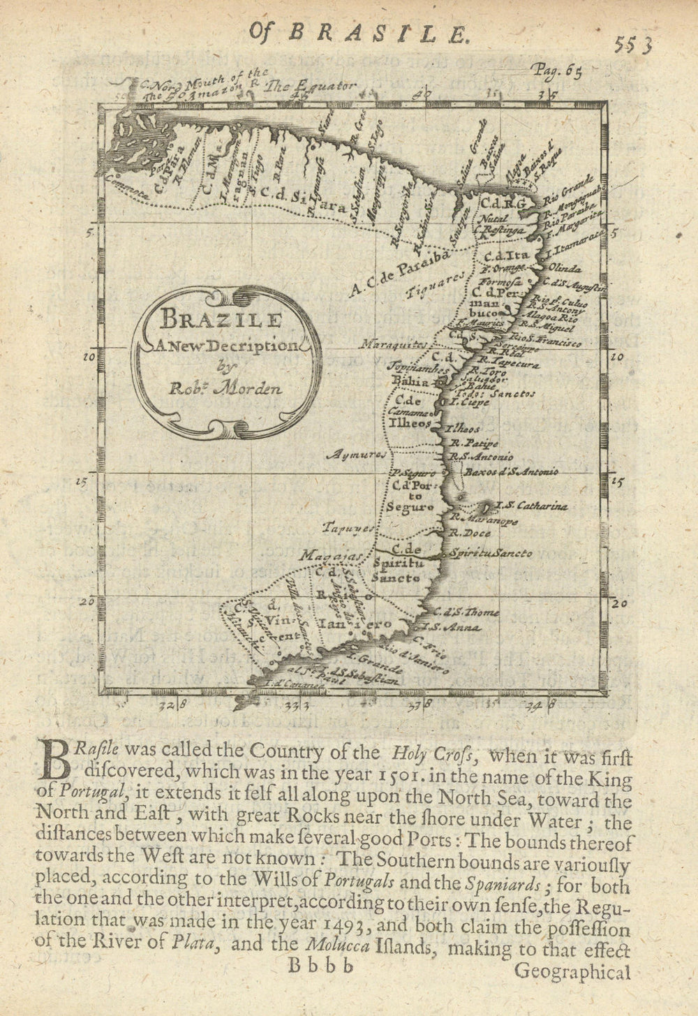 Brazile, A New Decription—South America—Robert Morden's map of Brazil 1700