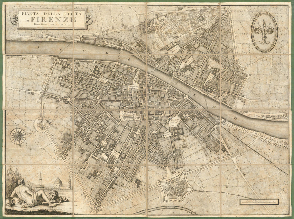 Pianta della Città di Firenze—Ruggieri Florence city plan—Molini Landi 1808 map