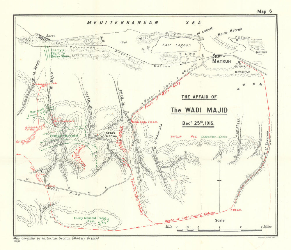 Affair of the Wadi Majid 25 Dec 1915—Senussi, Matruh—Becke folding map 1928