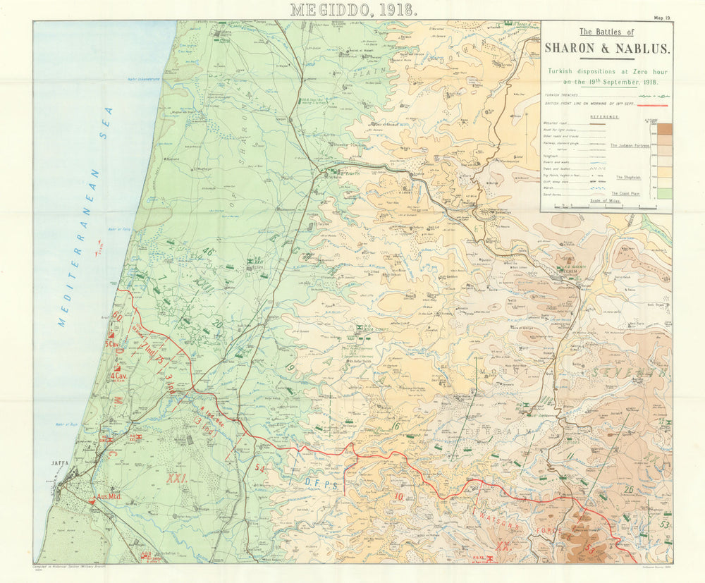 Megiddo 1918—Turkish dispositions at zero hour 19 Sept—Becke folding map 1930