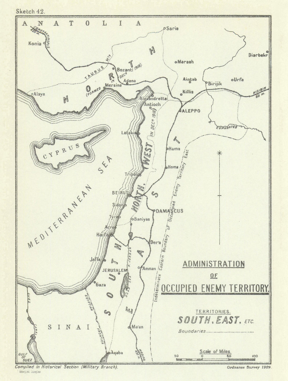 Occupied enemy territory—Palestine, Syria & Cilicia—Becke map 1930 old