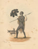 Bechuana of Distinction—Tswana man w/ feather parasol—lithograph—WC Harris 1844
