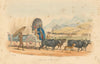 Departure from Mosega, South Africa—hand-coloured lithograph—Harris 1844 print