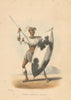 Lingap, Ndebele warrior—South African hand-coloured lithograph—WC Harris 1844