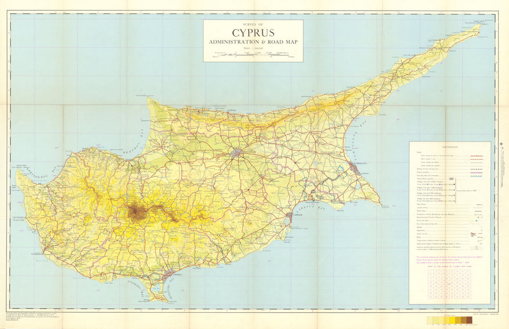 Survey of Cyprus Administration & Road Map—Greek Turkish Maronite villages 1975