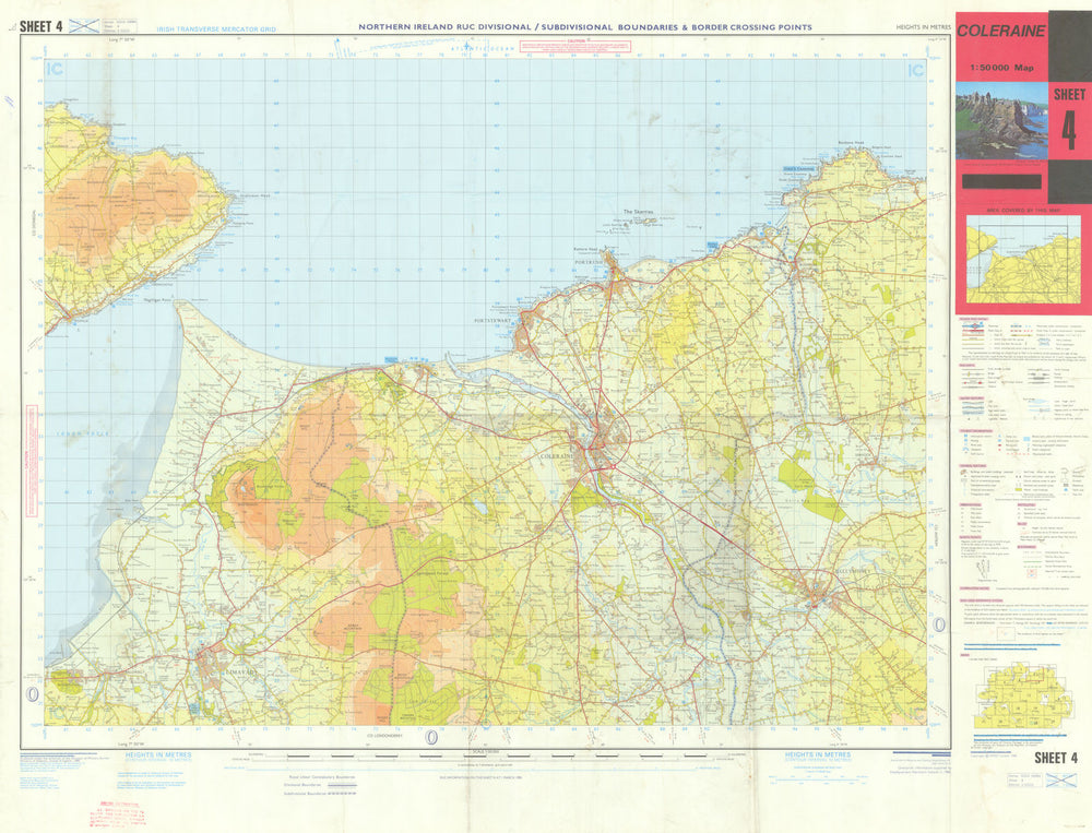 Northern Ireland RUC Boundaries—Coleraine—Military Survey Troubles map 1988