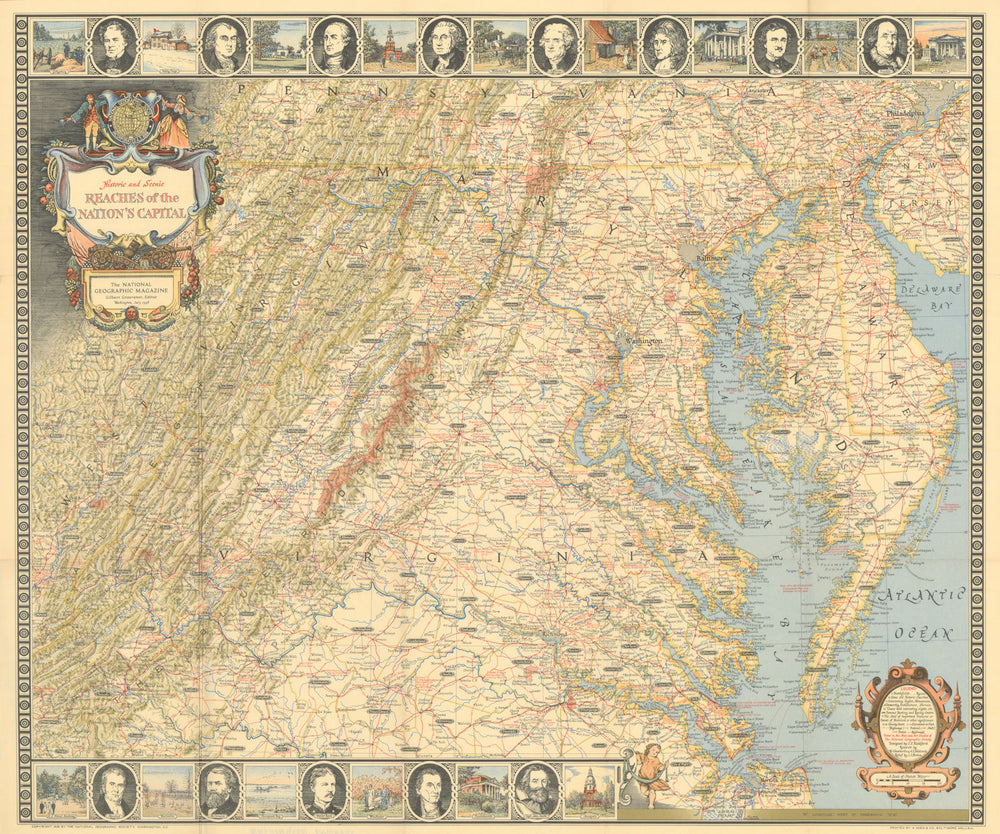 Historic & Scenic Reaches of the Nation’s Capital—NatGeo—Washington DC 1938 map