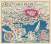 Monte-Carlo Palace hotel pictorial map & brochure—Monaco town city plan c1955