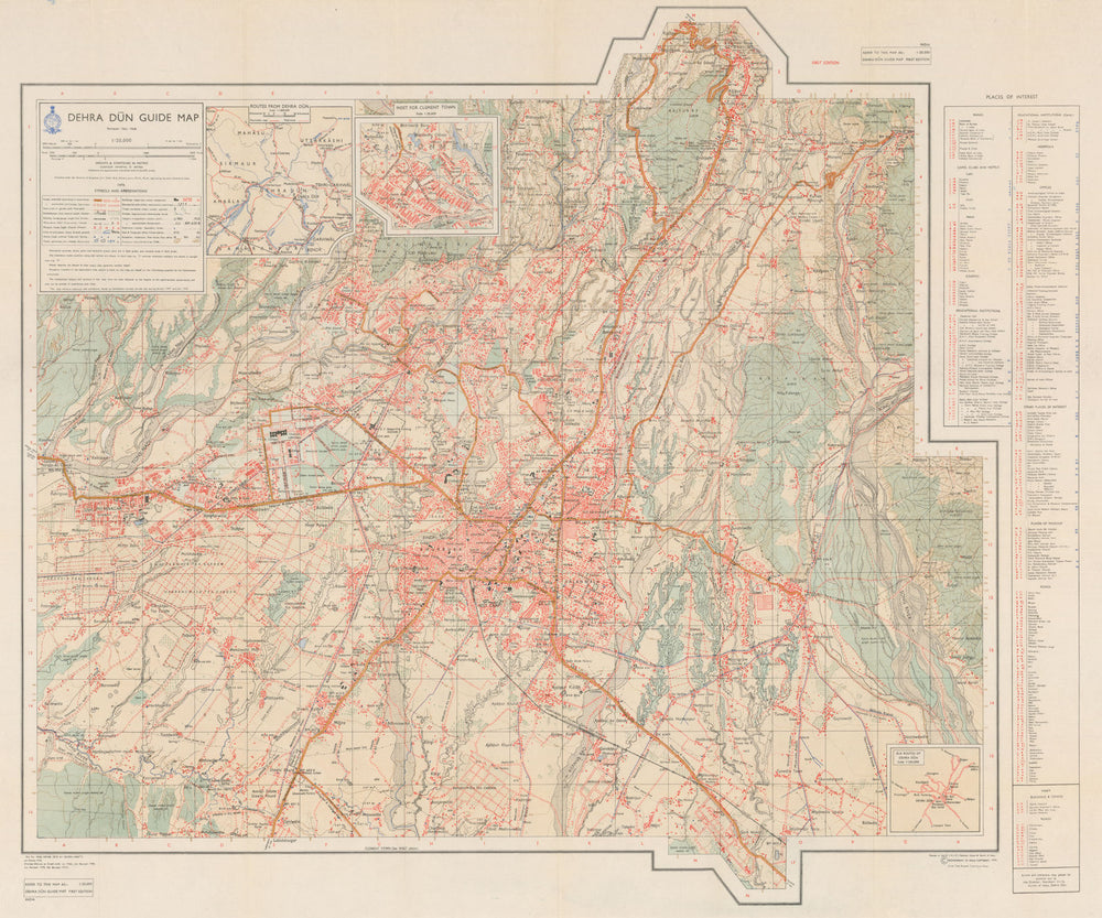 Dehra Dūn / Dehradun guide map & Clement Town—Uttarakhand—Survey of India 1971
