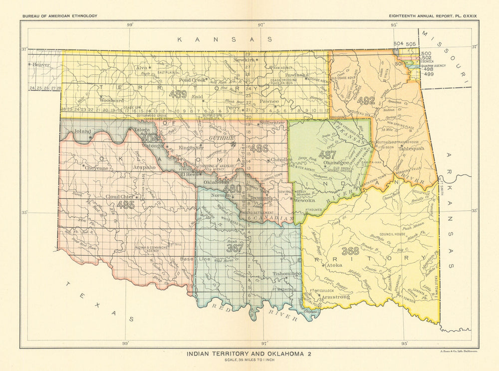 Indian Territory & Oklahoma 2—Indian land cessions—Cherokee—Creek—Royce 1899 map