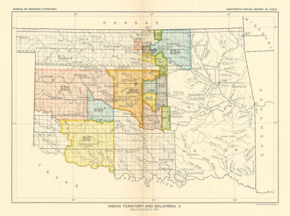 Indian Territory & Oklahoma 3—Indian land cessions—Cheyenne—Kiowa—Royce 1899 map