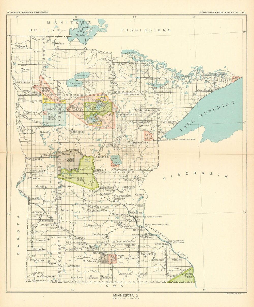 Minnesota 2—Indian land cessions—Chippewa—Winnebago—Menomini—Royce 1899 map