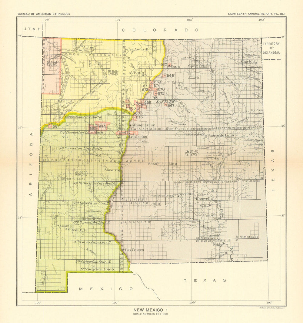 New Mexico 1—Indian land cessions—Apache—Navajo—Pueblo—Zuni—Acoma—Royce 1899 map
