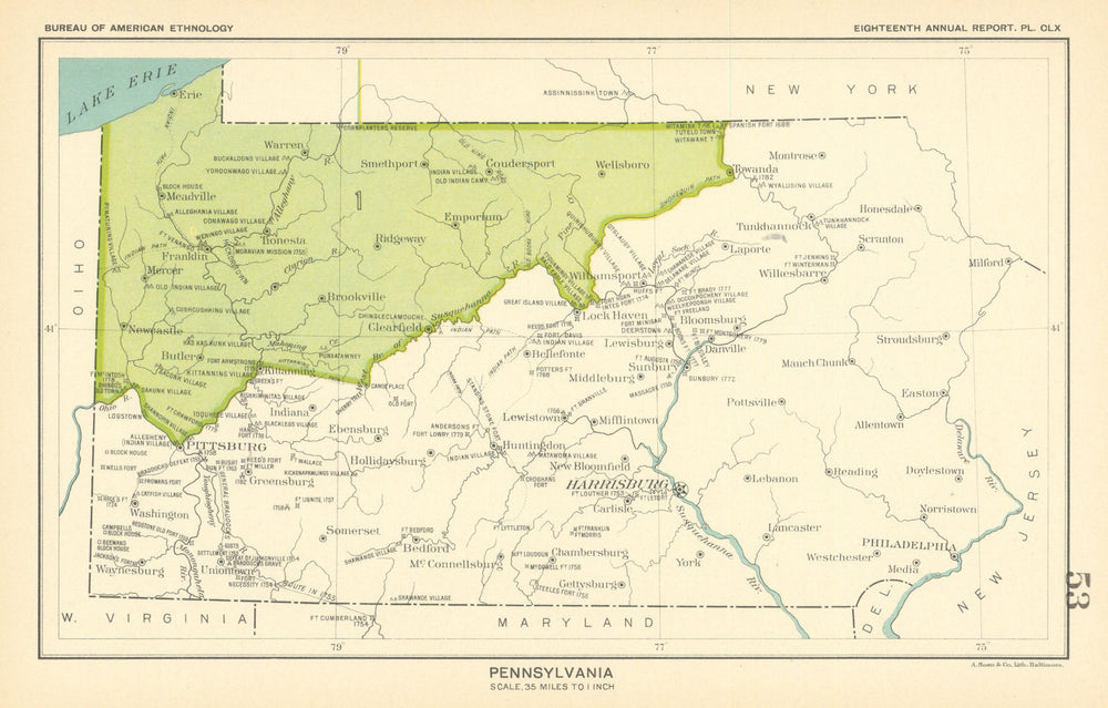 Pennsylvania—Indian land cessions—Six Nations—Fort Stanwix 1784—Royce 1899 map