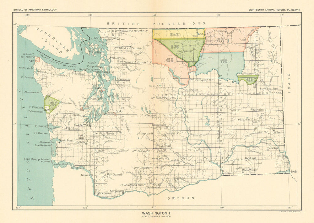 Washington 2—Indian land cessions—Colville—Moses-Columbia—Spokane—Royce 1899 map