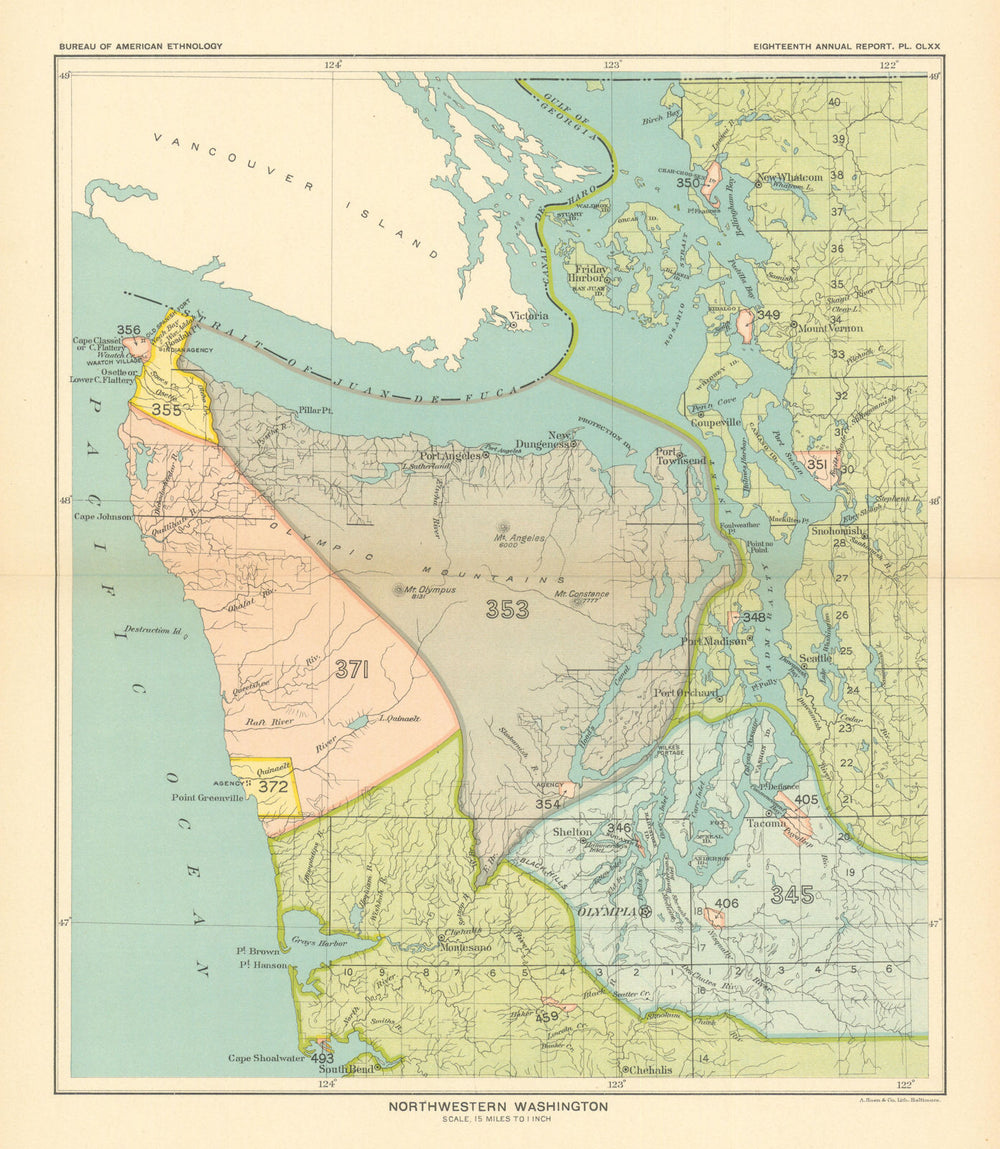 Northwestern Washington—Indian land cessions—S’Klallam—Nisqually—Royce 1899 map