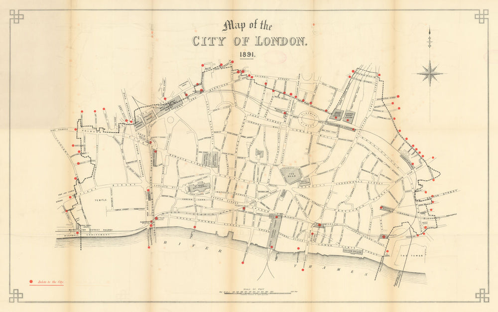City of London map — Day-Census inlets. Charles Skipper & East 1891 old