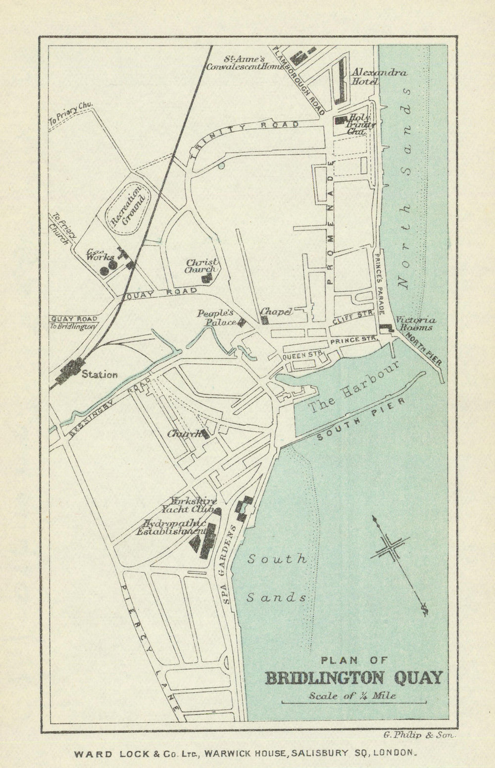 BRIDLINGTON QUAY antique town/city plan. Yorkshire. WARD LOCK 1896 old map