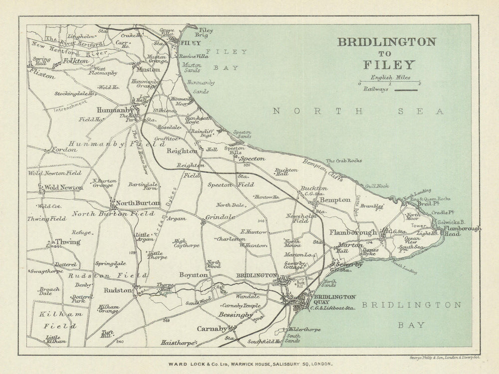 BRIDLINGTON TO FILEY. Flamborough Head. Yorkshire. WARD LOCK 1896 old map