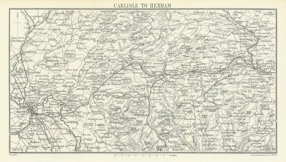CARLISLE TO HEXHAM. Tyne Valley. Cumberland Northumberland. WARD LOCK 1891 map