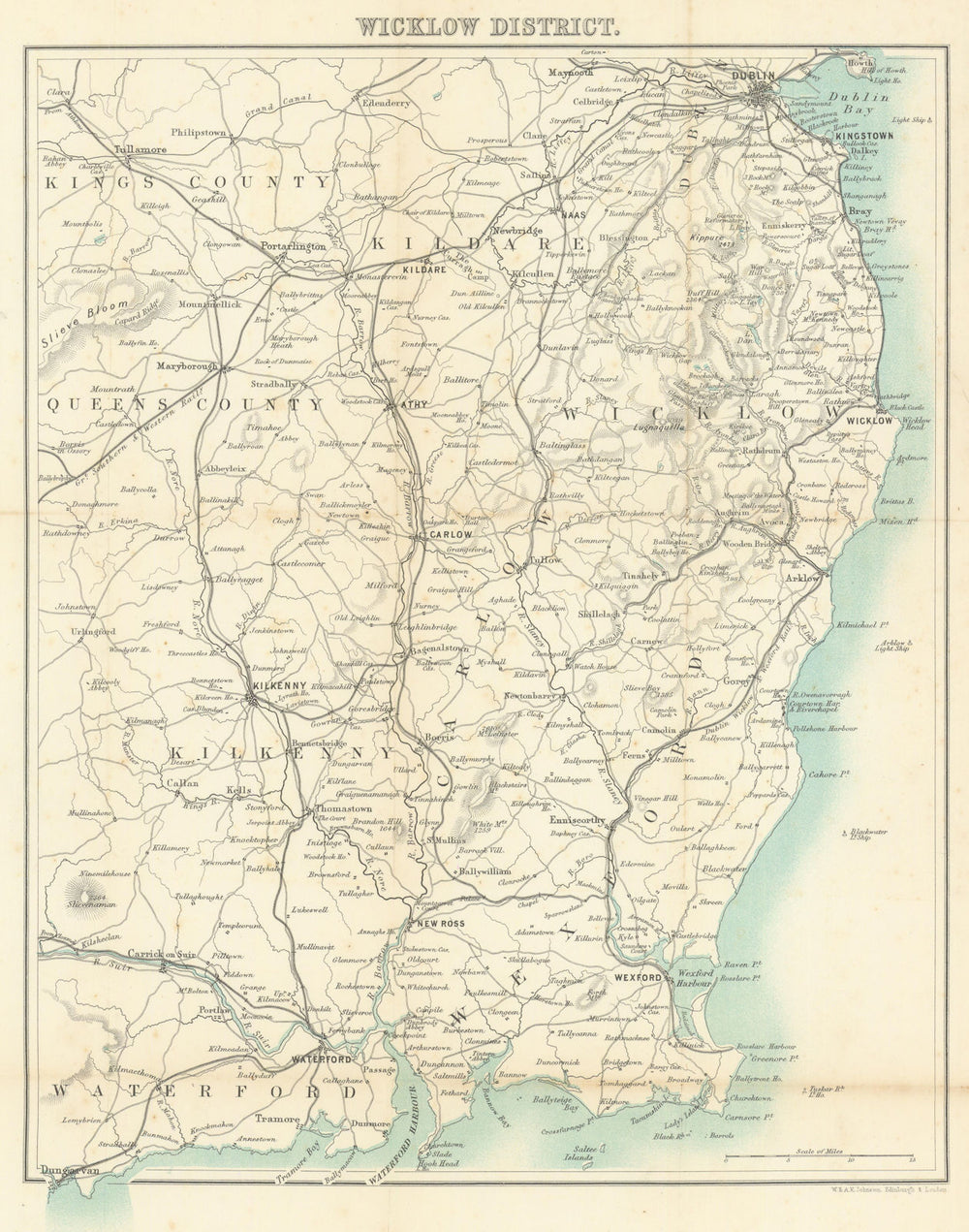 WICKLOW DISTRICT. Dublin Wexford Waterford. Ireland. WARD LOCK 1897 old map
