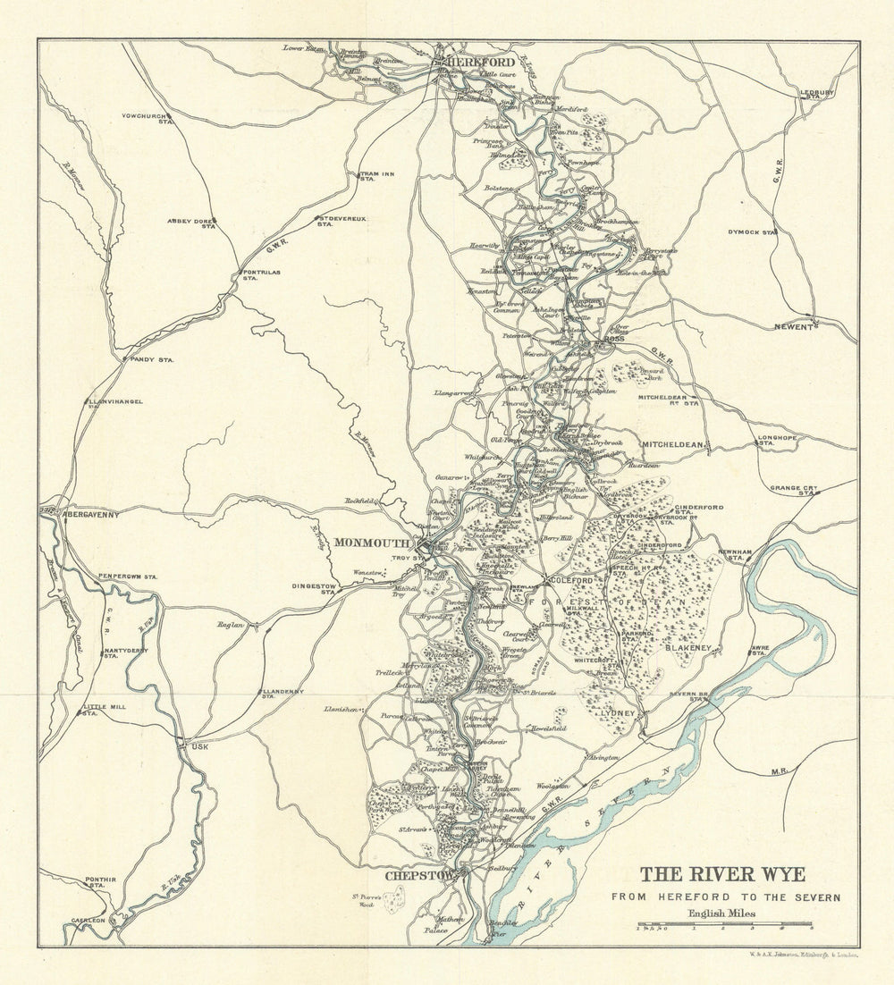 RIVER WYE. Hereford to the Severn. Monmouth Chepstow. WARD LOCK 1896 old map