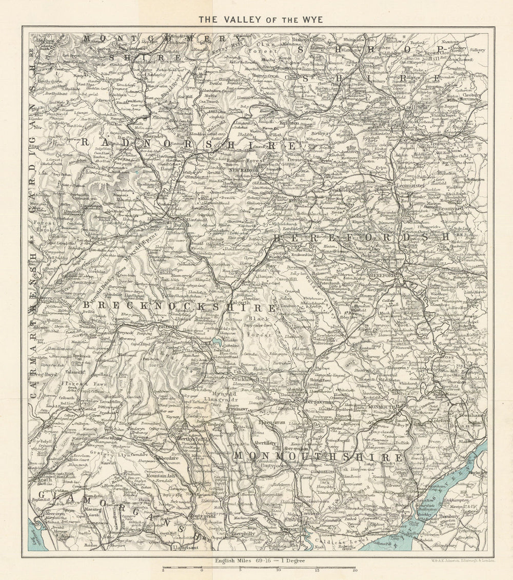 VALLEY OF THE WYE. Brecon Hereford Monmouth Chepstow. WARD LOCK 1896 old map