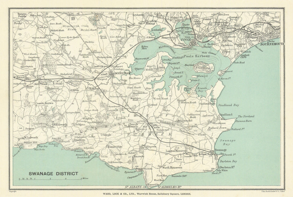 ISLE OF PURBECK. Swanage Wareham Bournemouth Poole. Dorset. WARD LOCK 1901 map