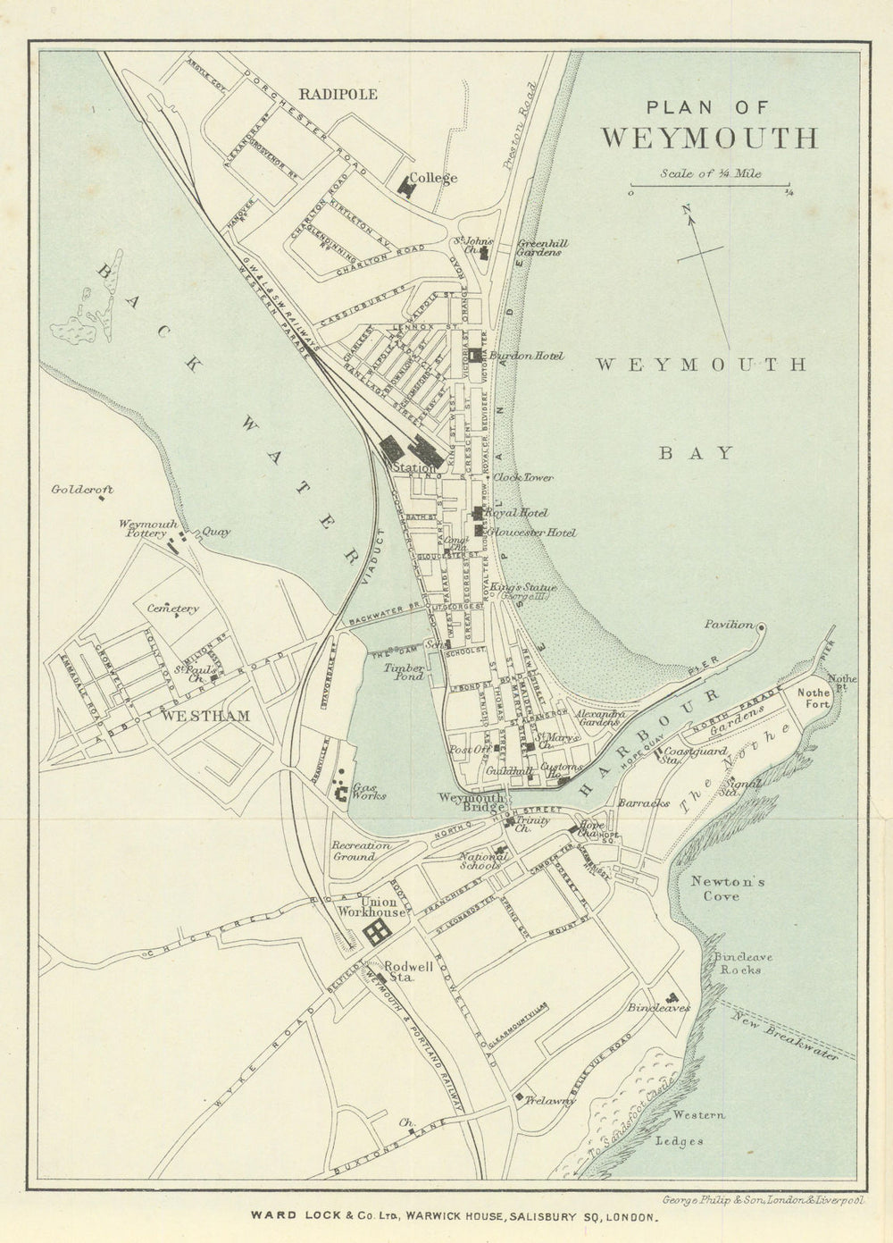 WEYMOUTH antique town/city plan. Dorset. WARD LOCK 1901 old map chart