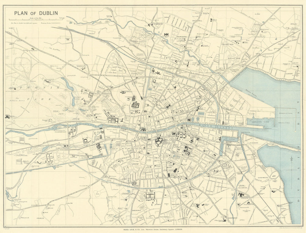DUBLIN vintage town/city plan. Ireland. WARD LOCK 1938 old vintage map chart