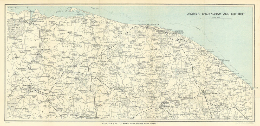 NORFOLK COAST. Cromer & Sheringham environs. North Walsham Mundesley 1926 map