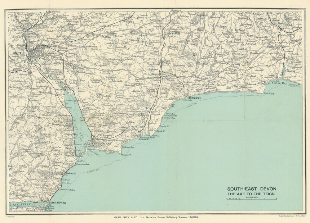 EAST DEVON COAST. Teignmouth Exmouth Exeter Sidmouth Budleigh Salterton 1926 map