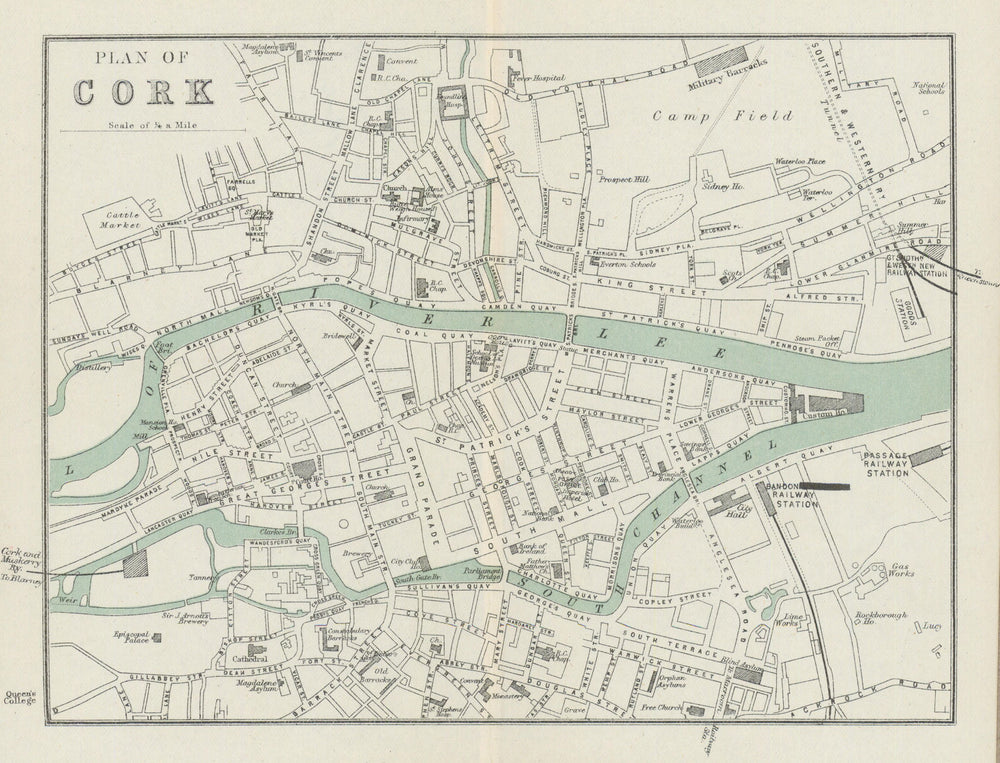 CORK antique town/city plan. River Lee. Ireland. WARD LOCK 1894 old map
