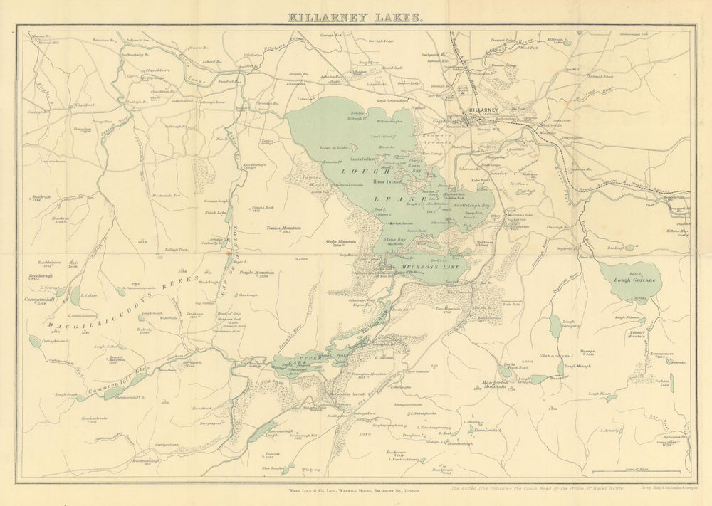 KILLARNEY LAKES. Lough Leane Muckross Upper Lake. Ireland. WARD LOCK 1900 map