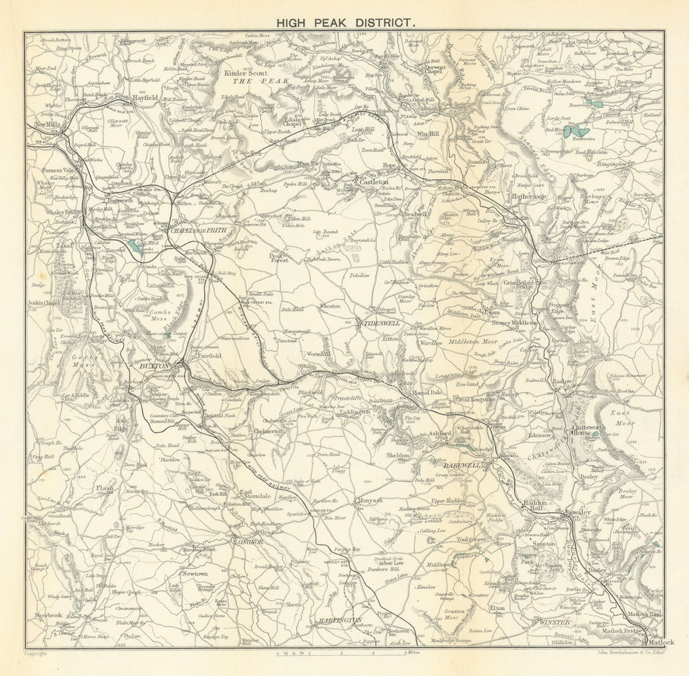 HIGH PEAK DISTRICT. Buxton Bakewell Castleton. Derbyshire. WARD LOCK 1897 map