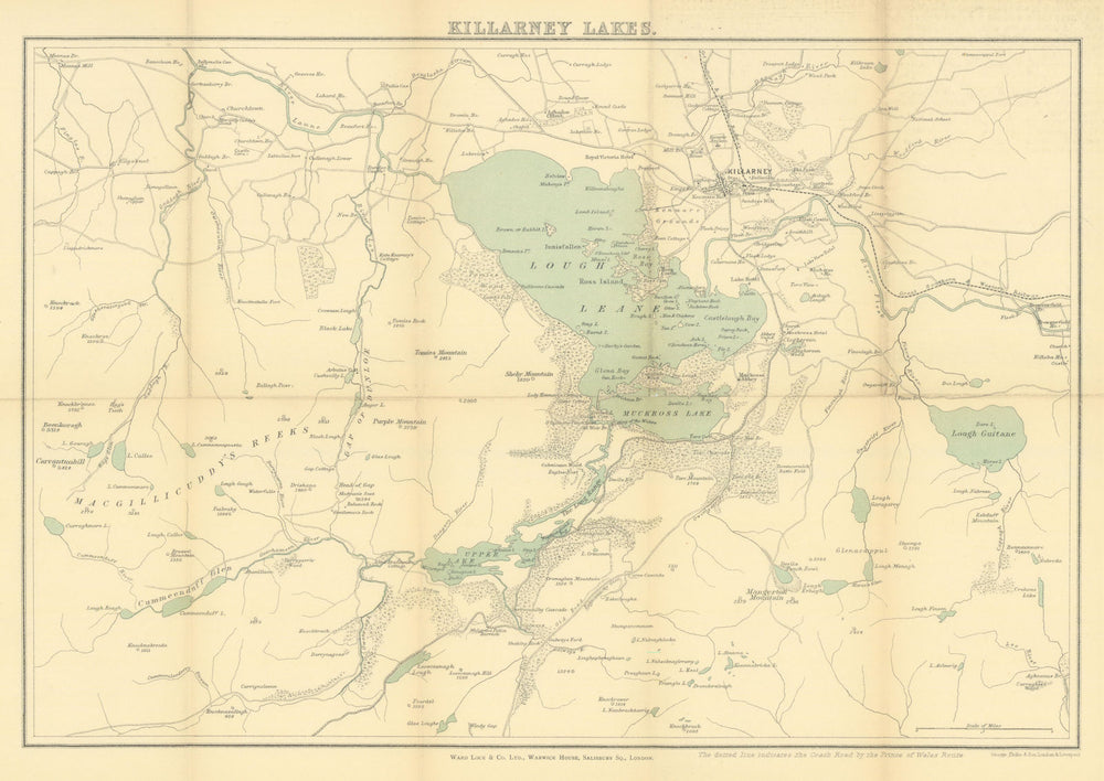 KILLARNEY LAKES. Lough Leane Muckross Upper Lake. Ireland. WARD LOCK 1899 map