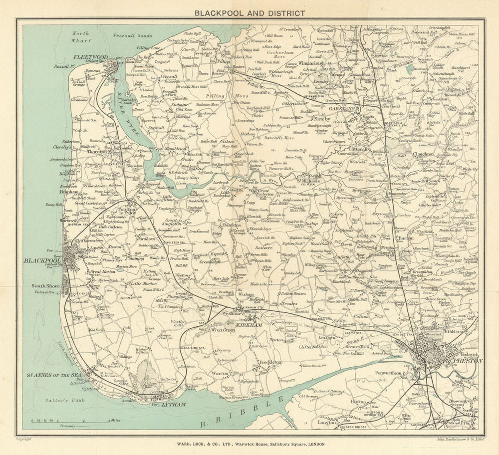 BLACKPOOL environs. Fleetwood Lytham Preston. Lancashire. WARD LOCK 1902 map