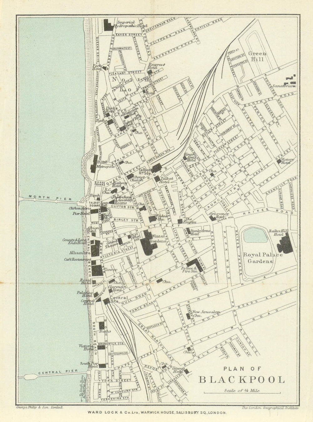 BLACKPOOL antique town/city plan. Lancashire. WARD LOCK 1902 old map